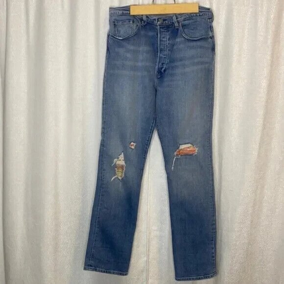(Rare Vintage) Levi’s Made & Crafted 501 Selvedge Patchwork Jeans - 30/31x32 - Picture 1 of 9